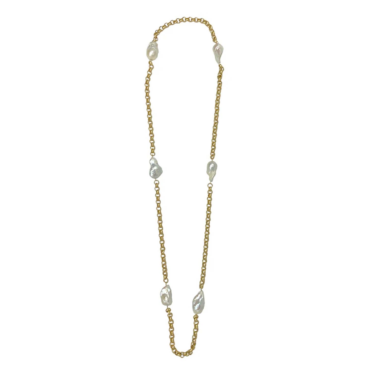 Turkish Gold & Wild Pearl Necklace - 42