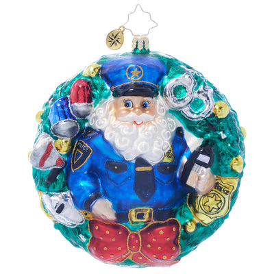 Police Santa Wreath - 5"