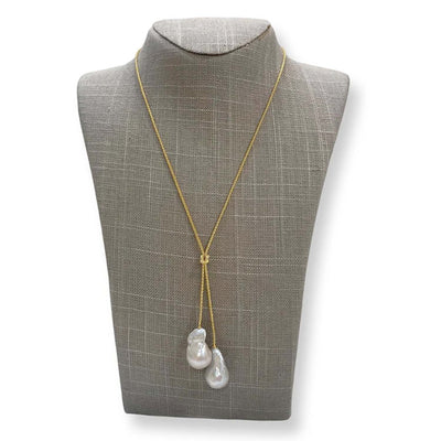 Gold Chain With 2 White Pearls