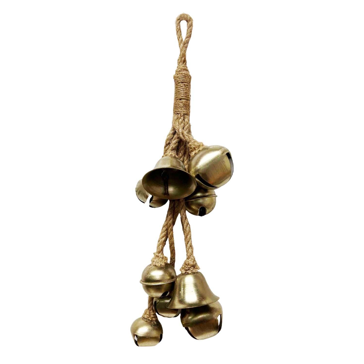 Brass Bell Clusters with Jute Rope - 16