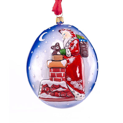 Santa On Chimney Ornament