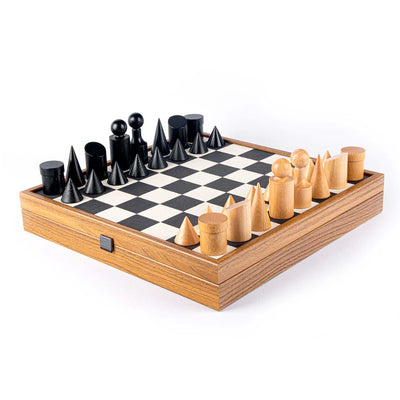 Bauhaus Style Black & White Chess Set