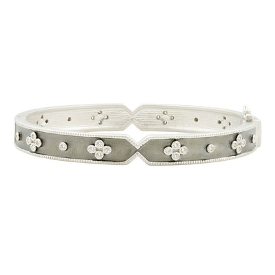 Iconic Silver Clover Hinge Bangle