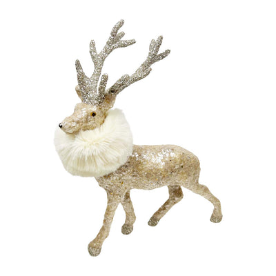 Gold Rudy The Reindeer with Fur - 11" Tall