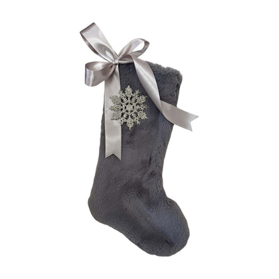 Alloy Stocking with Snowflake Oyster Ribbon - 17" Long