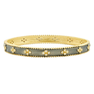 A Clover Stackable Bangle (Gold & Black)