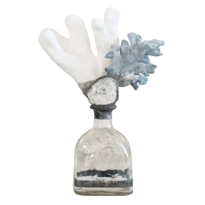 Blue White Coral Bottle - 19" Tall