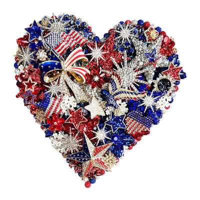 Fireworks Jeweled Heart - 7"