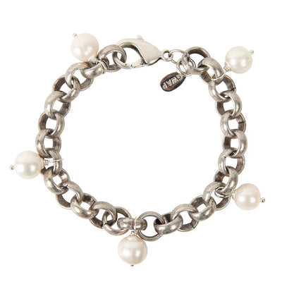 Turkish Silver Bracelet with 5 Drop Pearls