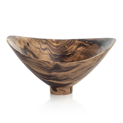 Marbleized Wood Footed Bowl