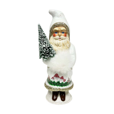 White Santa with Mushroom Decor - 11" Tall