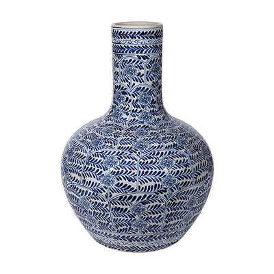 Blue White Blossom Globe Vase