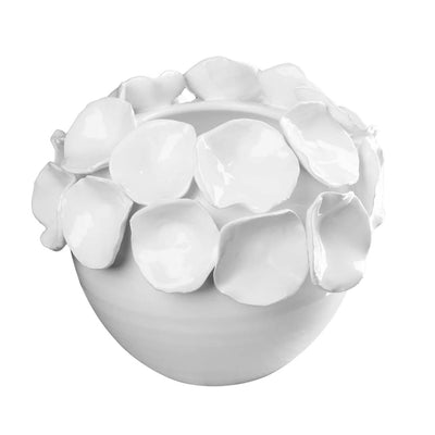 Cachepot with White Petals - 8" Tall