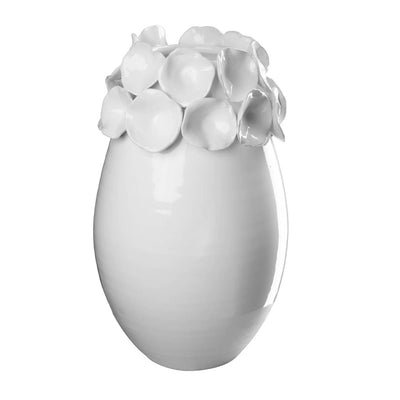 Vase with White Petals - 15" Tall