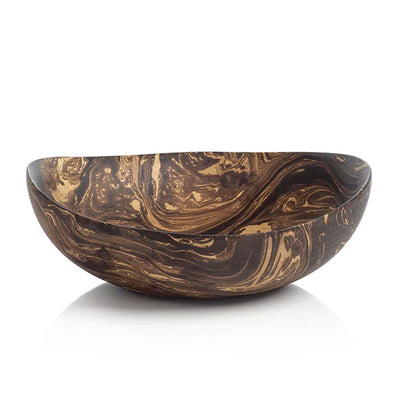 Mango Wood Marbelized Low Bowl