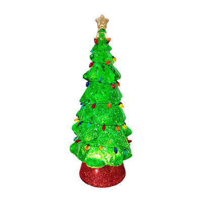 Green String Lights Shimmering Tree - 12" Tall