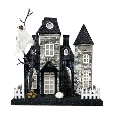 Haunted House with LED Light - 12" Tall