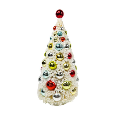 White Sisal Tree with Balls - 13" Tall