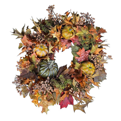 Pumpkin Berry Silk Wreath - 24" Wide