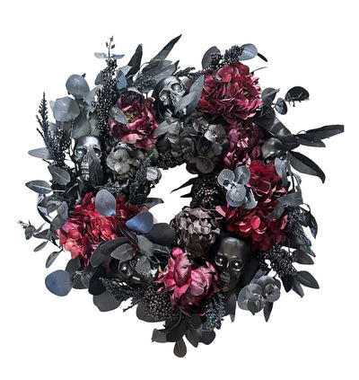 Black Skull Floral Wreath