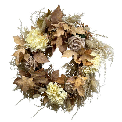 Cream Rose Berry Reed Wreath - 26"