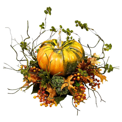 Fall Pumpkin Oak Twig Centerpiece