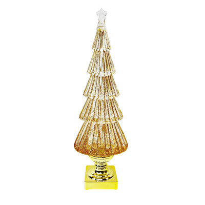 Gold Swirling Glitter Tree with LED Light - 17" Tall