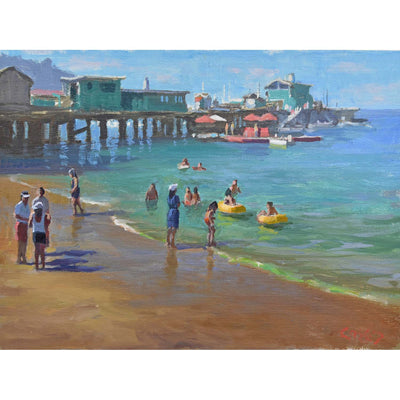 Playing at The Pier - 12"x16"