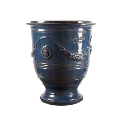 Traditional French Glazed Anduze Blue Vase