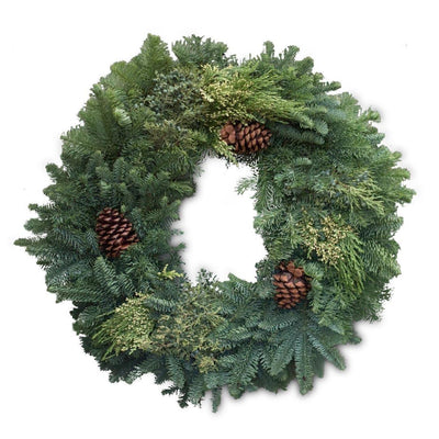 Mixed Wreath with Pinecones 14"